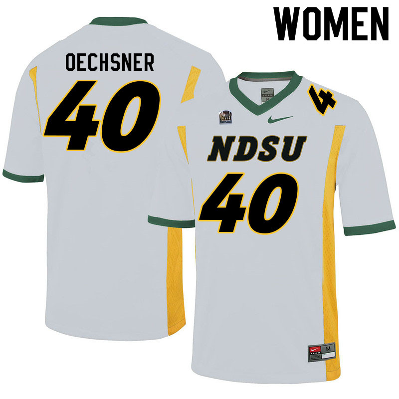 Women #40 Alex Oechsner North Dakota State Bison College Football Jerseys Sale-White - Click Image to Close